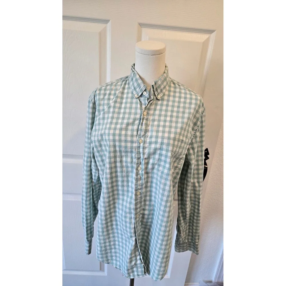J Crew Secret Wash Shirt 98% Organic Cotton Gingham Button Up Top‎ M